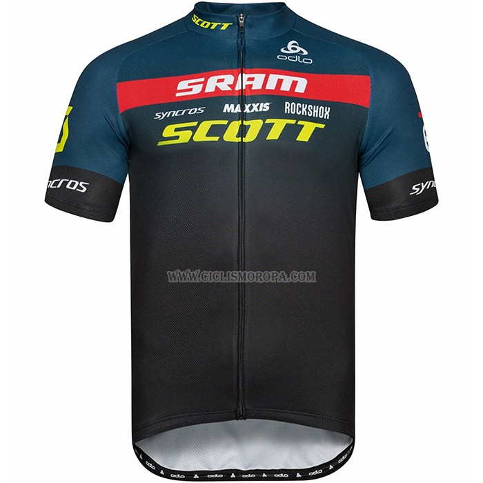 2023 Ropa Ciclismo Scott Sram Negro Mangas Cortas y Culotte Corto